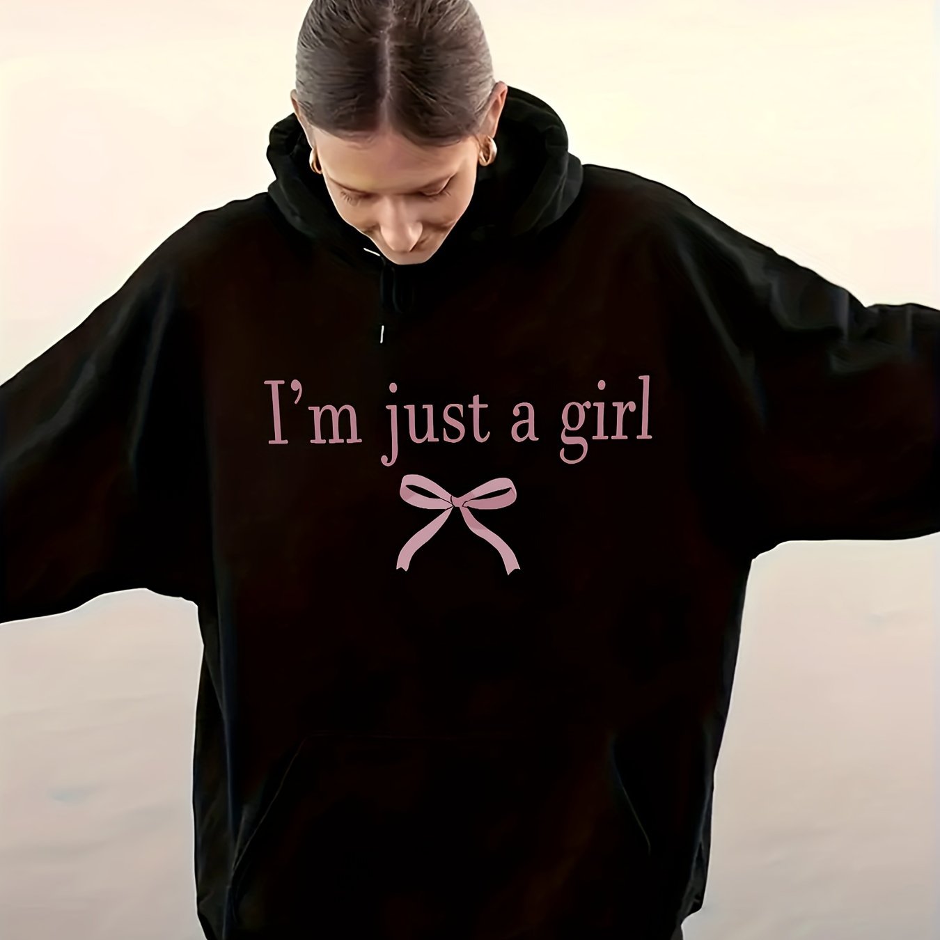 Hoodie Paris – Letter & Bow Print Sweatshirt