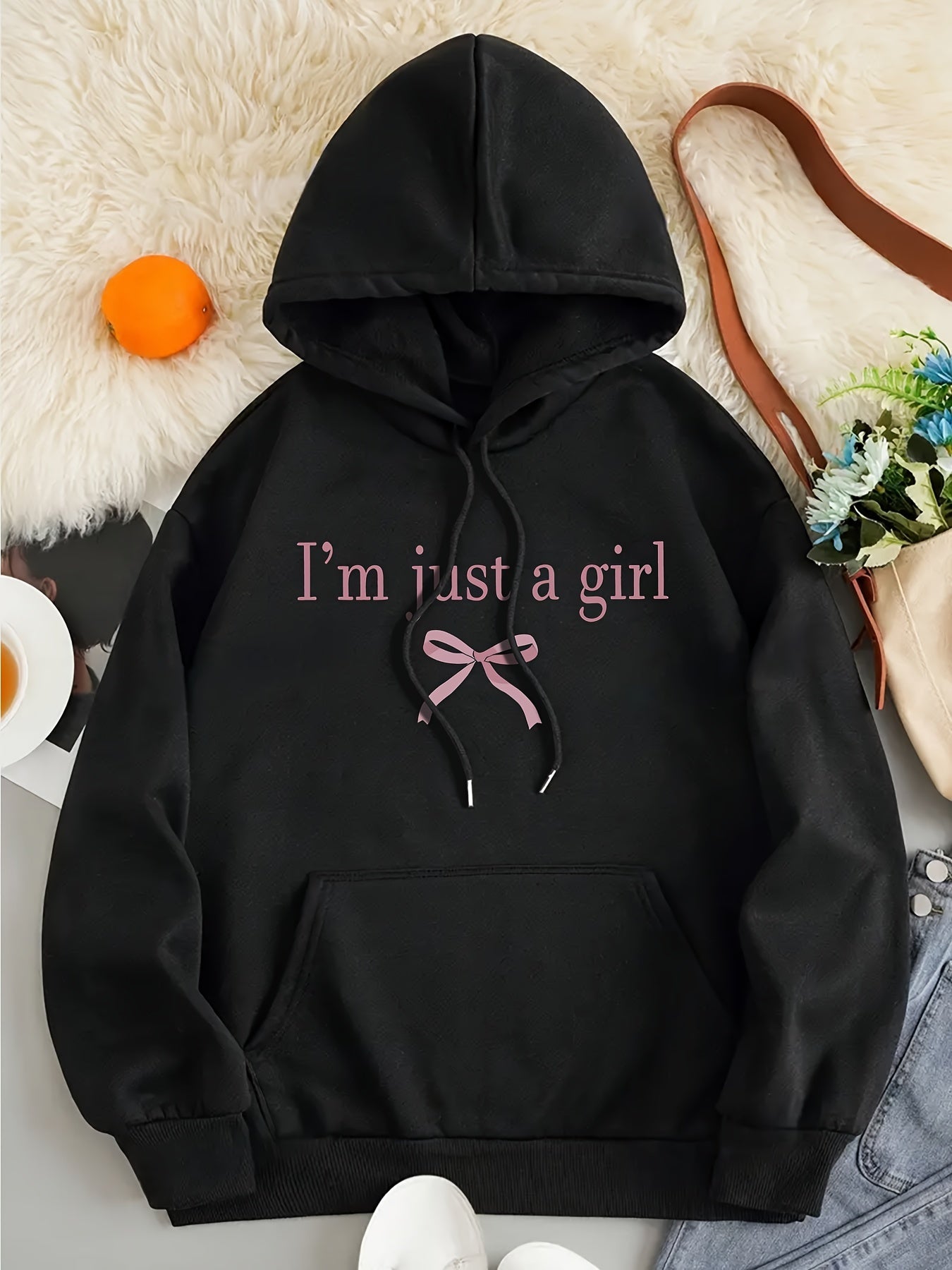 Hoodie Paris – Letter & Bow Print Sweatshirt