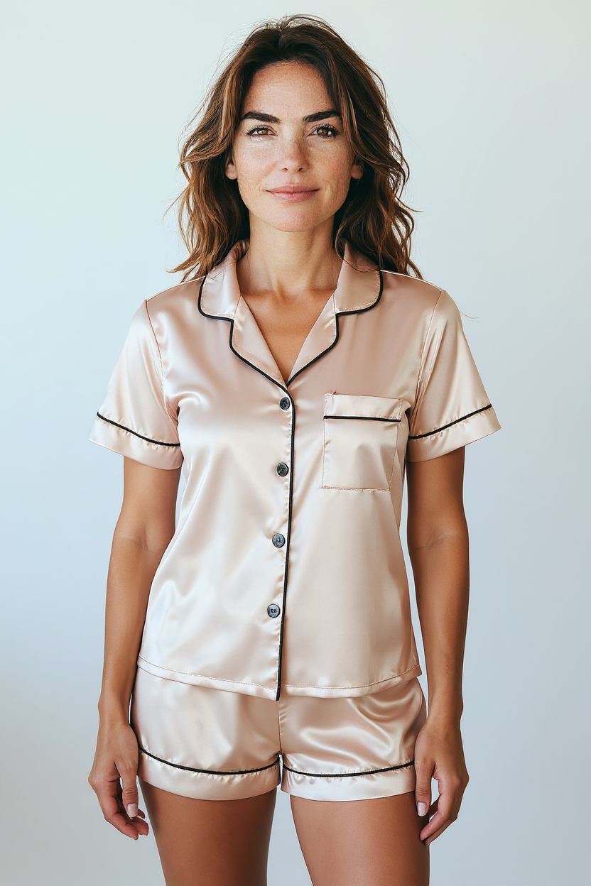 Set Eleni – Satin Pyjama Rosa