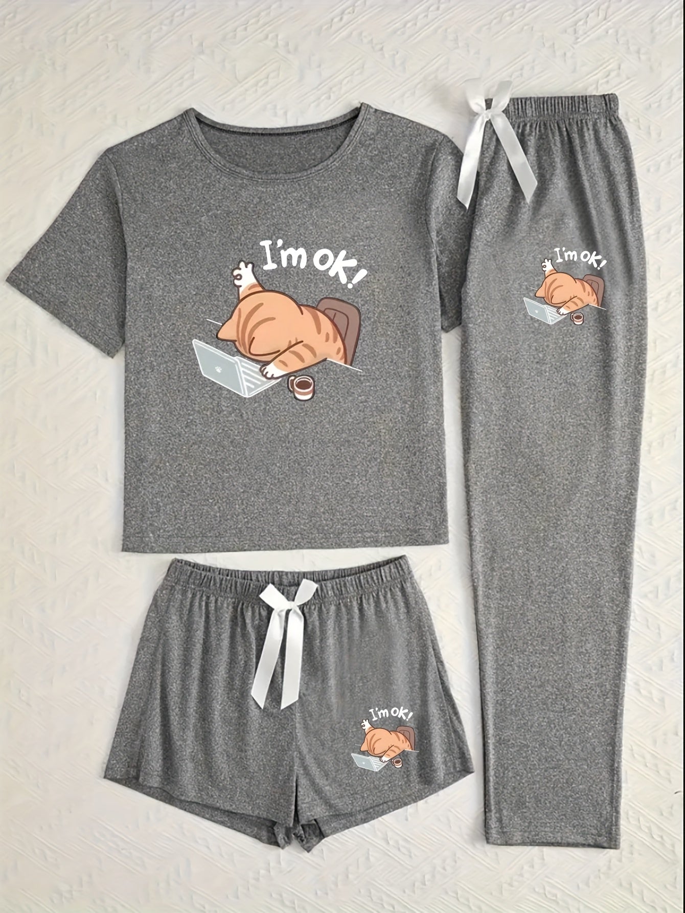 Set Miri – Katzen Pyjama 3-teilig