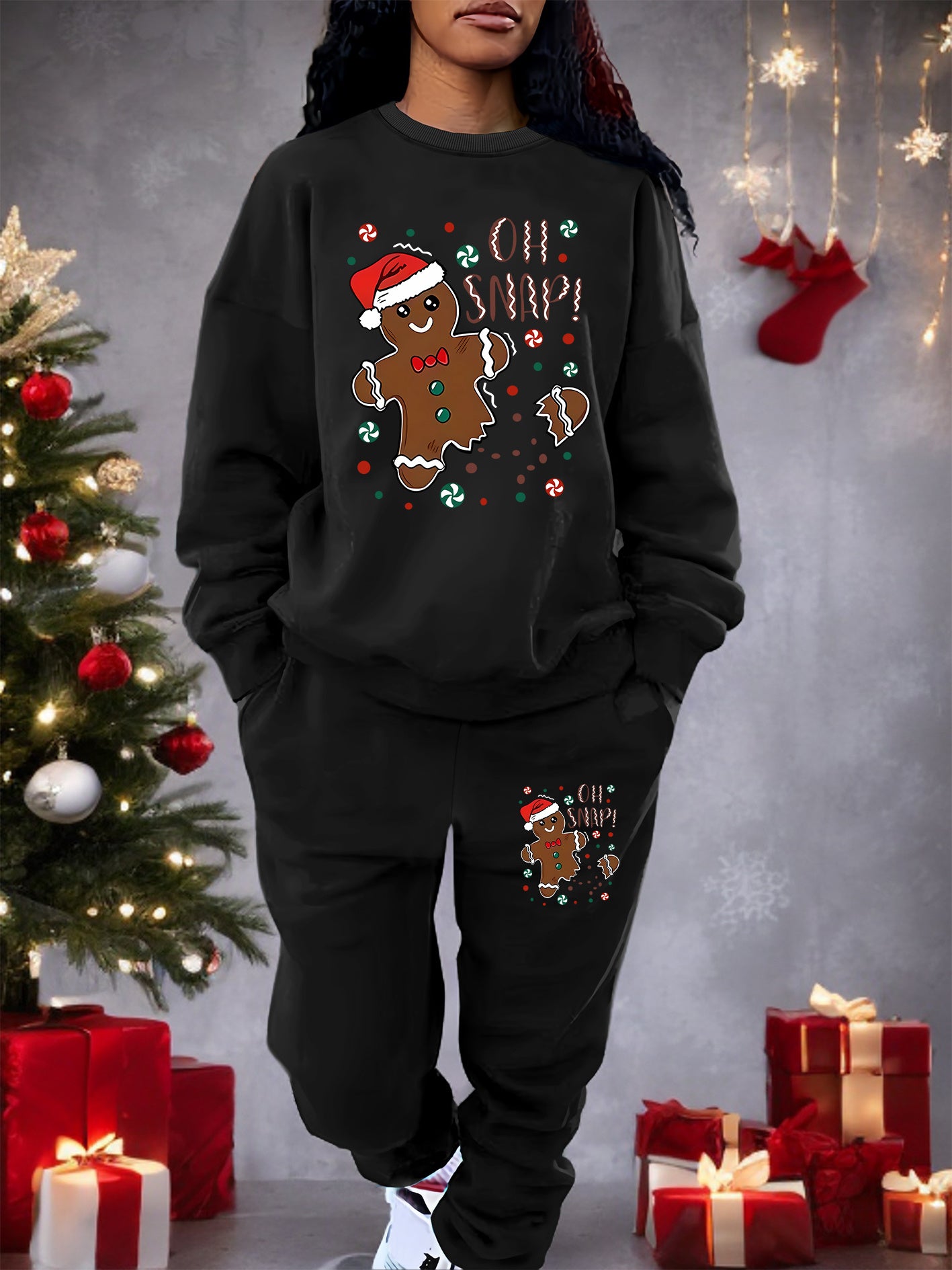 Cozy Fleece-Lined Christmas Sweatshirt & Joggers Set