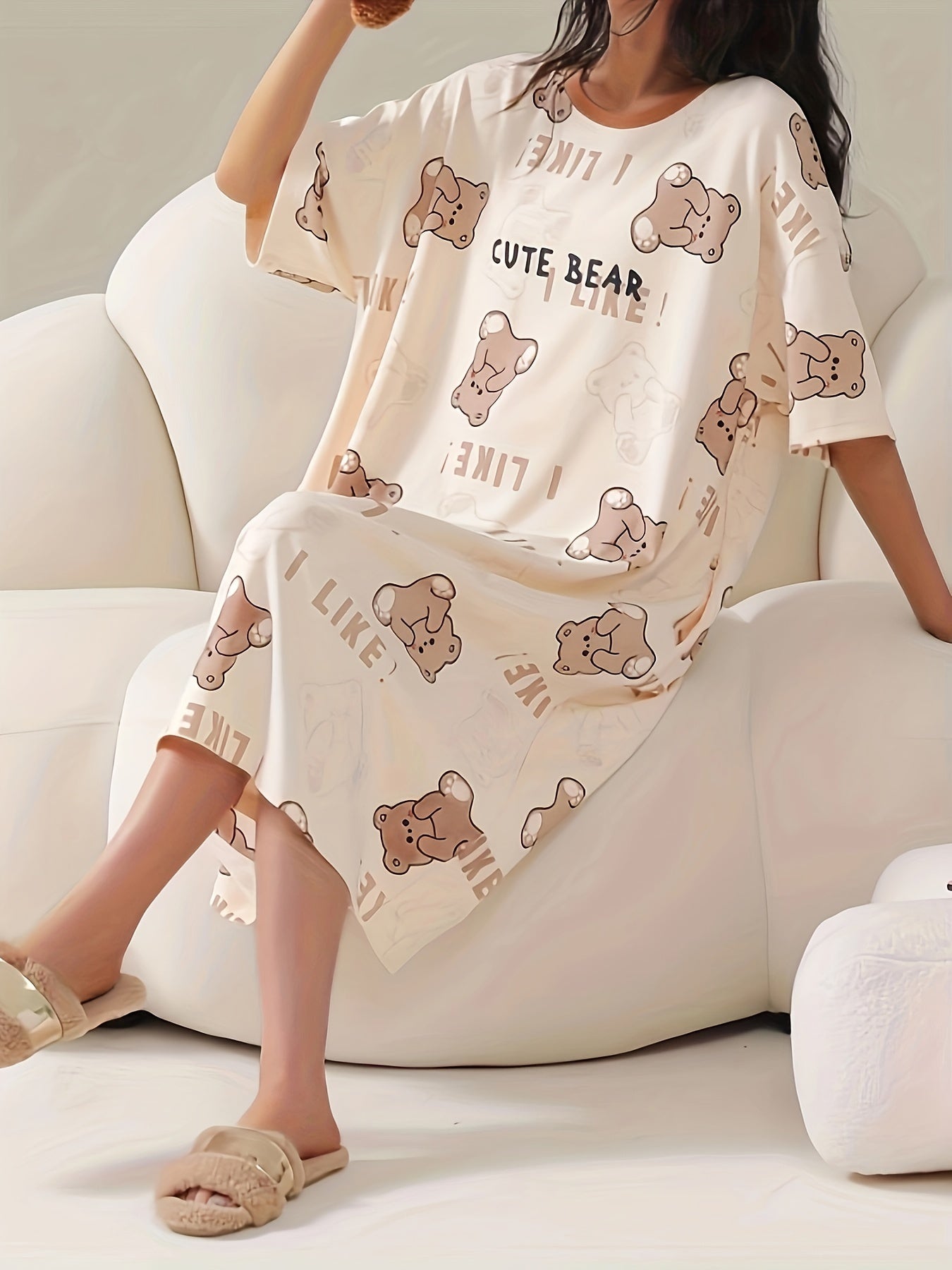 Kleid Amira – Cartoon Bär Nachthemd