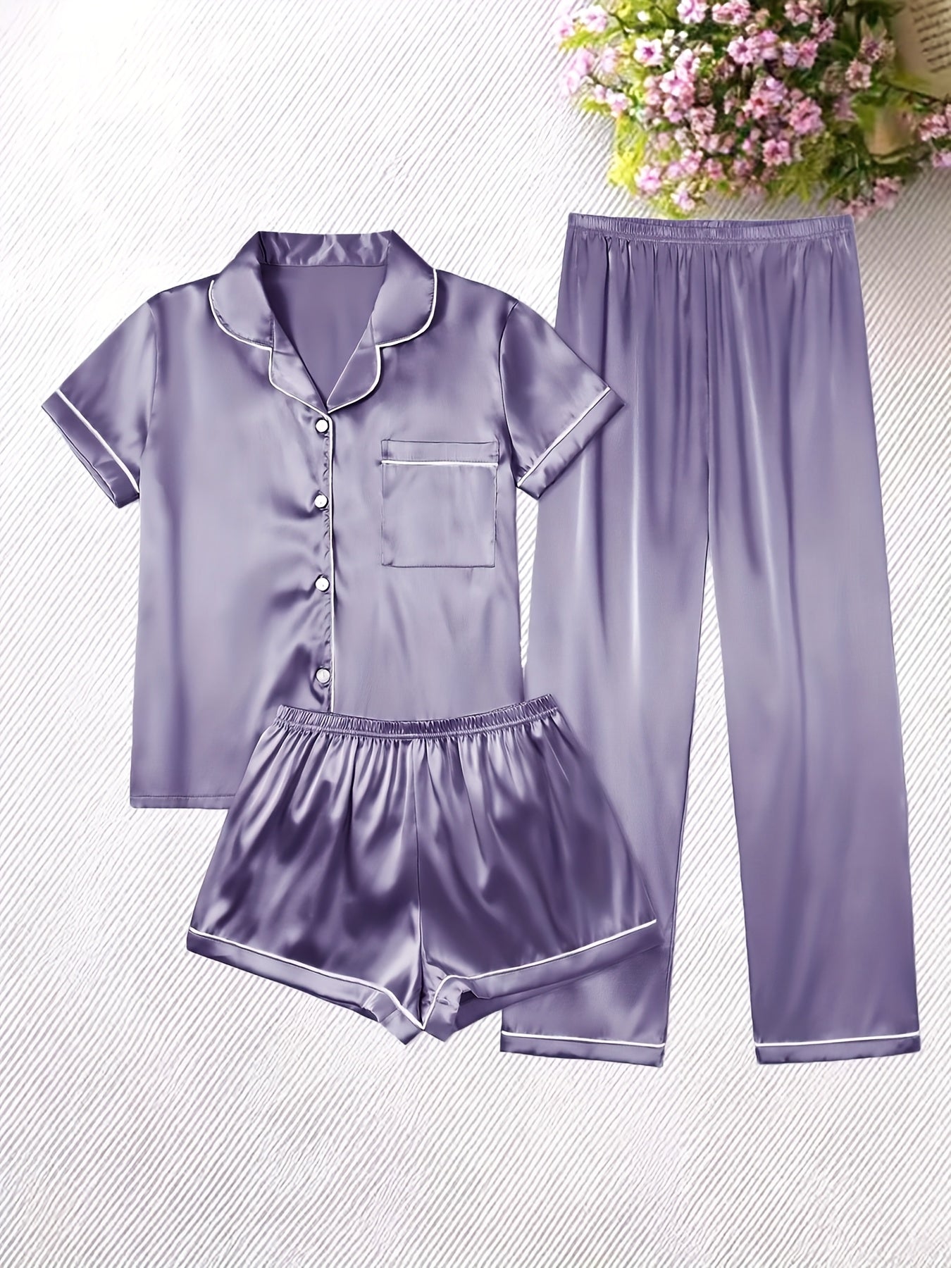 Set Eleni – Satin Pyjama Rosa