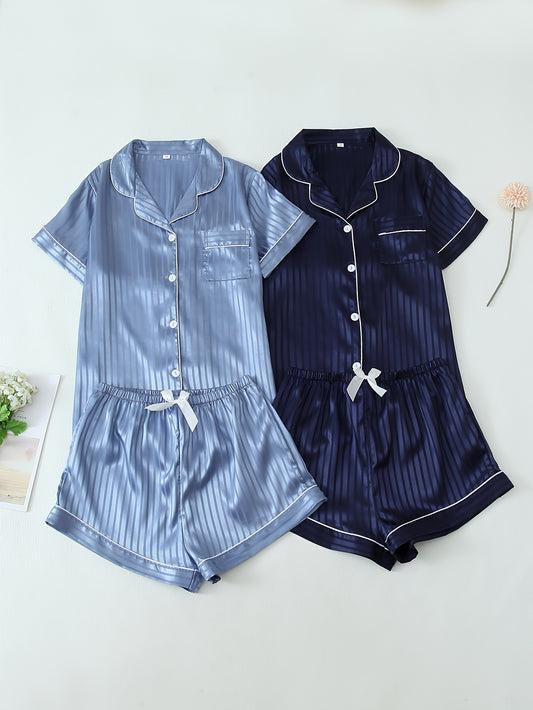 Set Amira – 2er Satin Pyjama Streifen