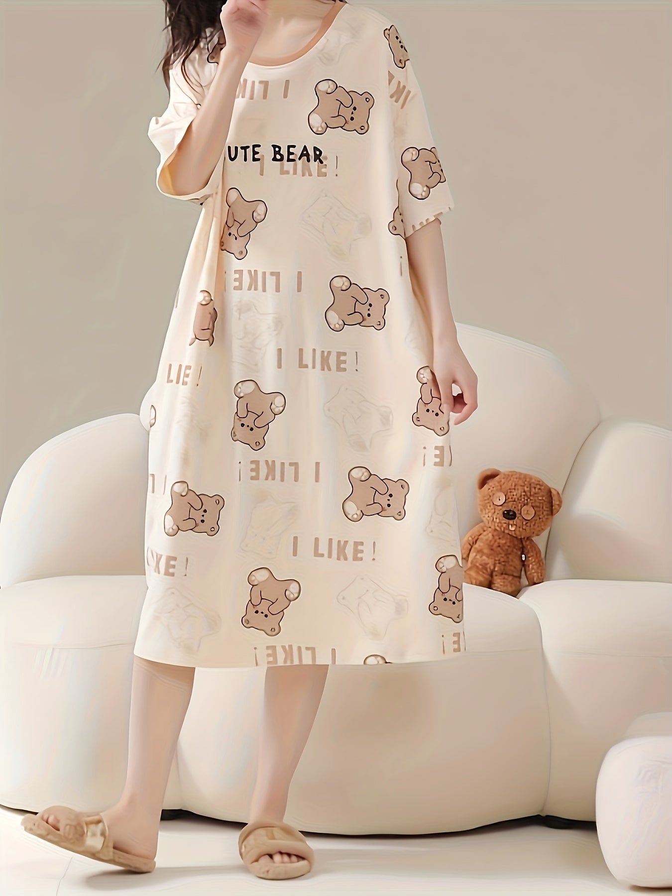 Kleid Amira – Cartoon Bär Nachthemd
