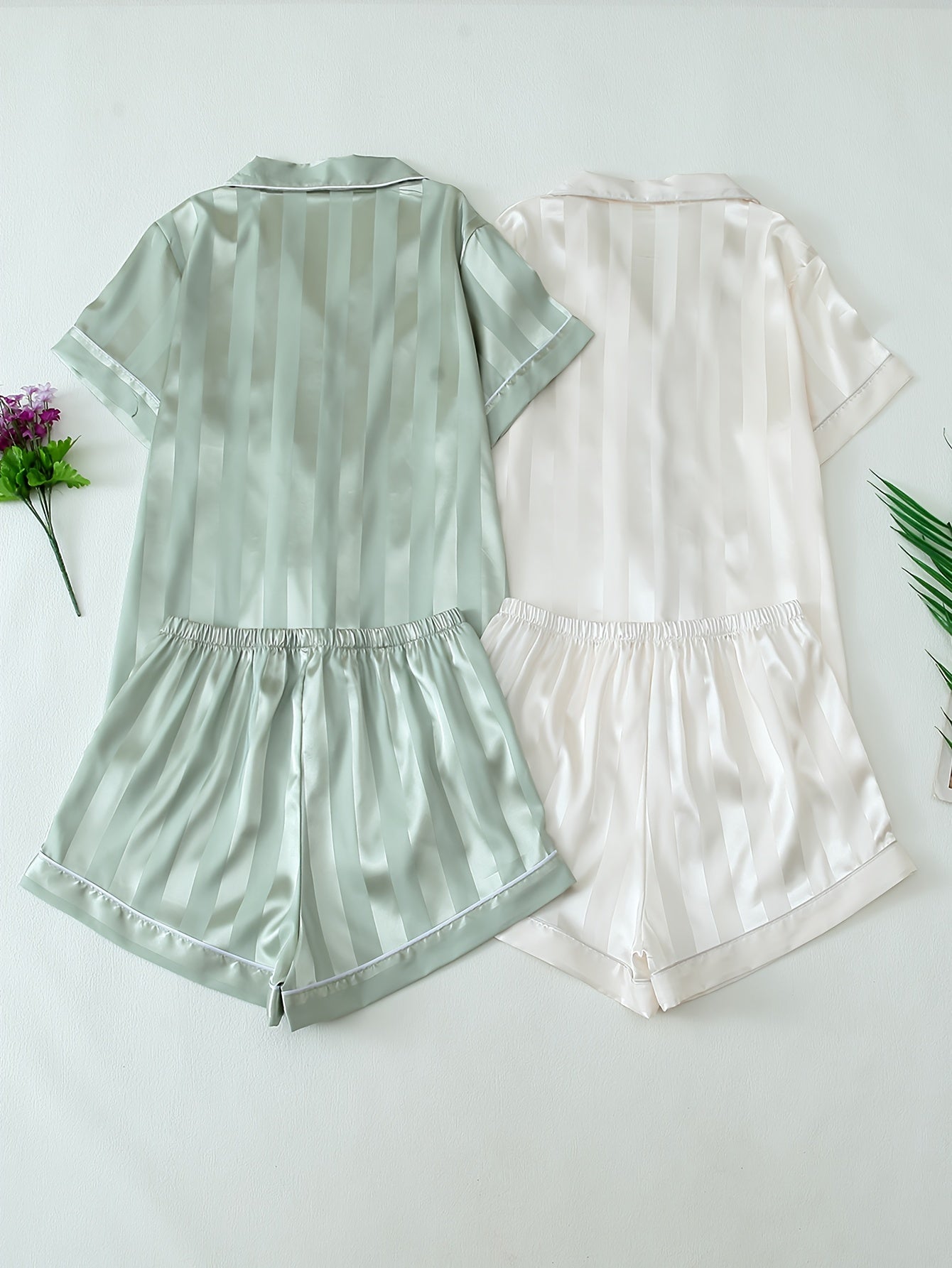 Set Amira – 2er Satin Pyjama Streifen