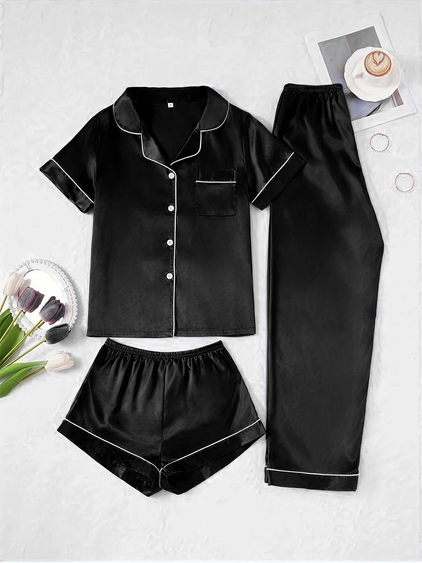 Set Eleni – Satin Pyjama Rosa