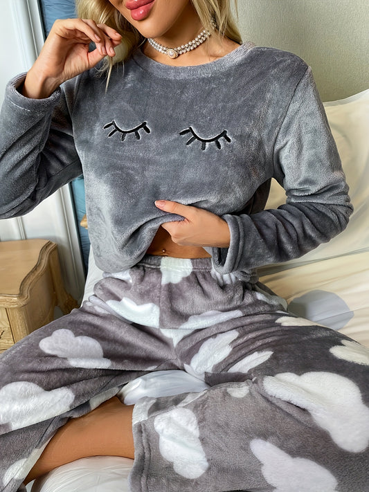 Set Auri – Flanell Pyjama Wolkenprint