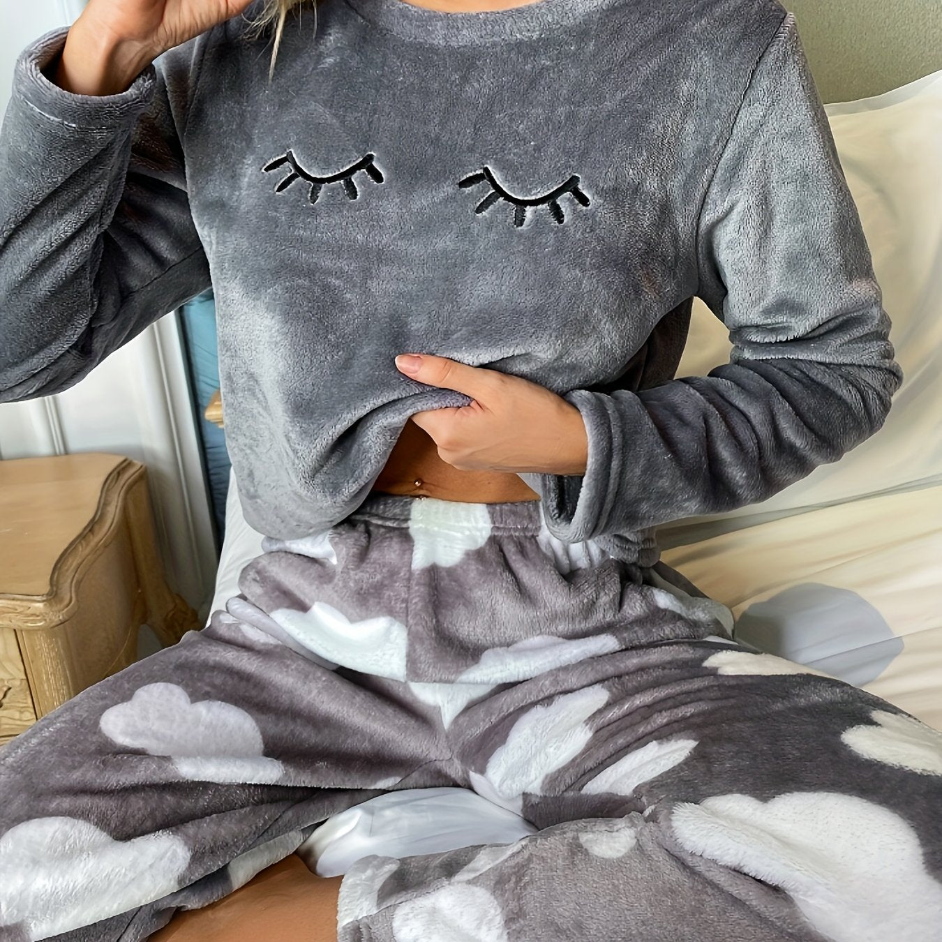 Set Auri – Flanell Pyjama Wolkenprint