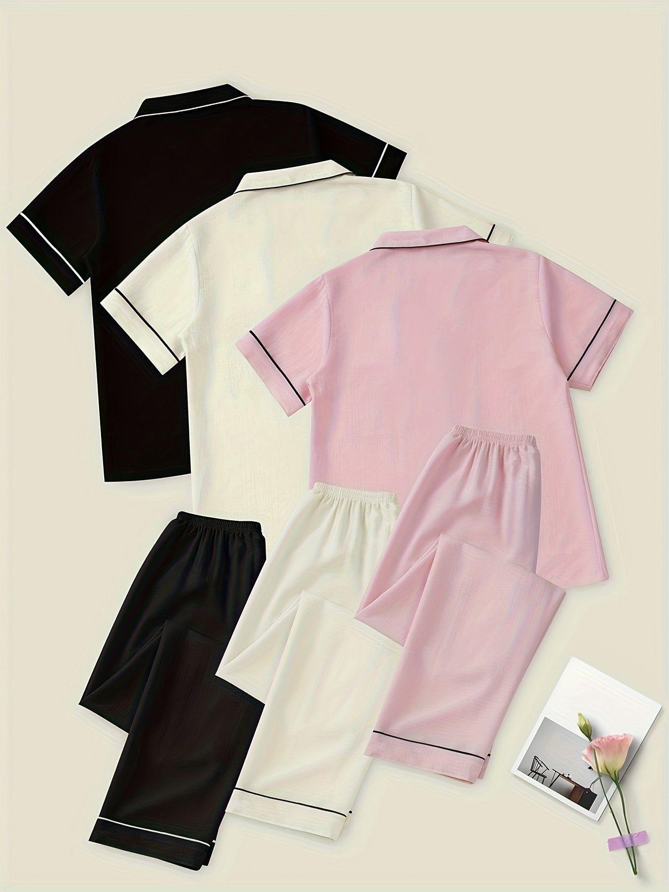 Set Amira – Herz Stickerei Pyjama 3-teilig