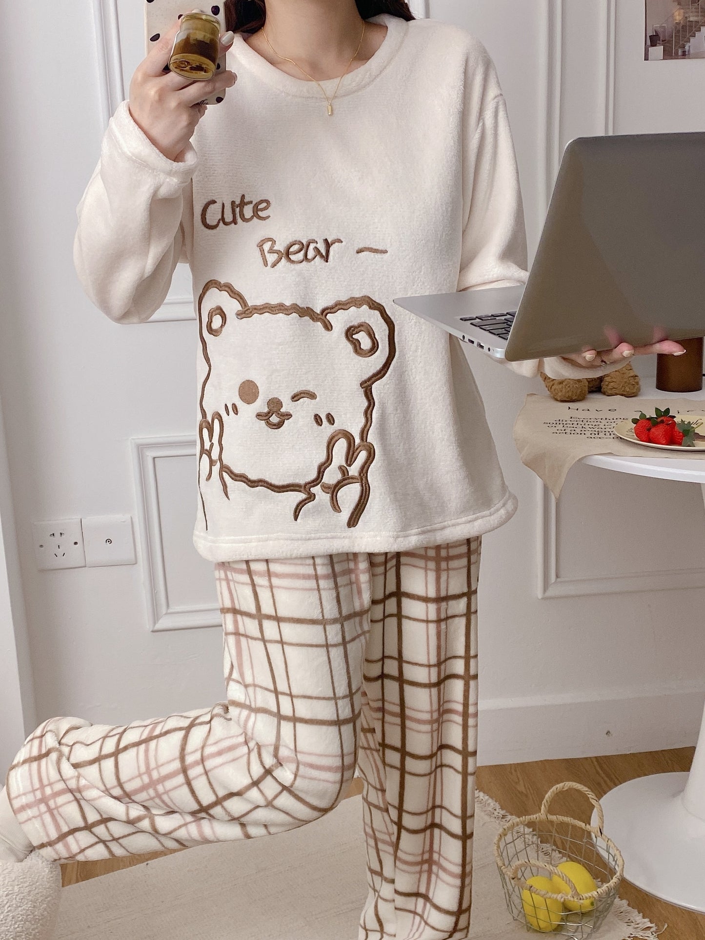 Set Elara – Winter Pyjama Fleece Bärchen