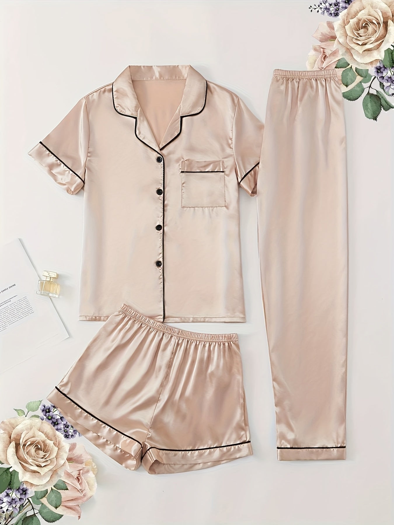 Set Eleni – Satin Pyjama Rosa