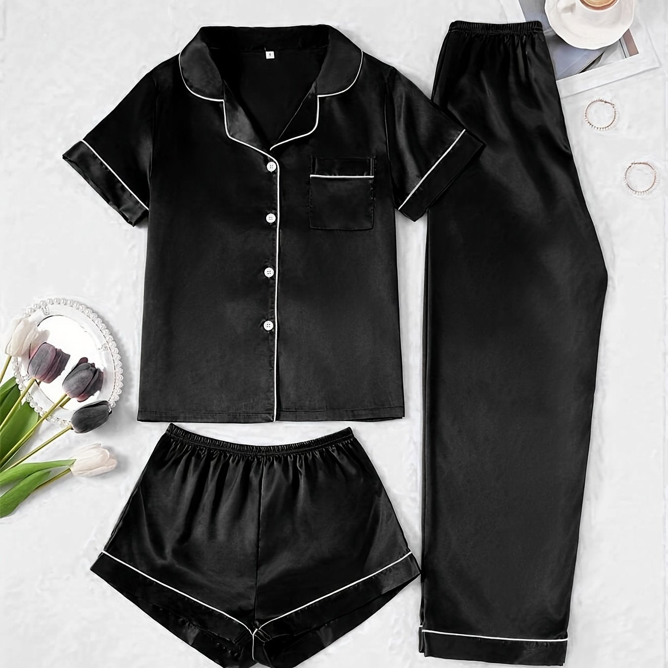 Set Eleni – Satin Pyjama Rosa
