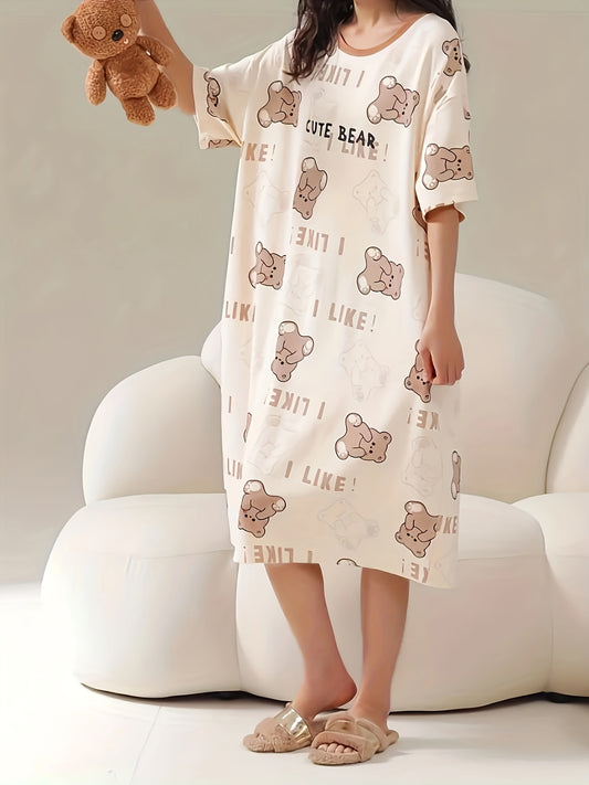 Kleid Amira – Cartoon Bär Nachthemd