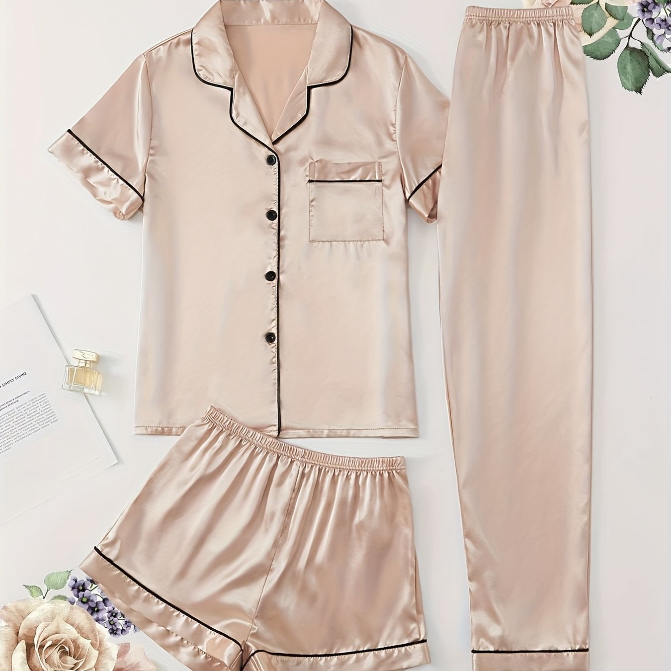 Set Eleni – Satin Pyjama Rosa