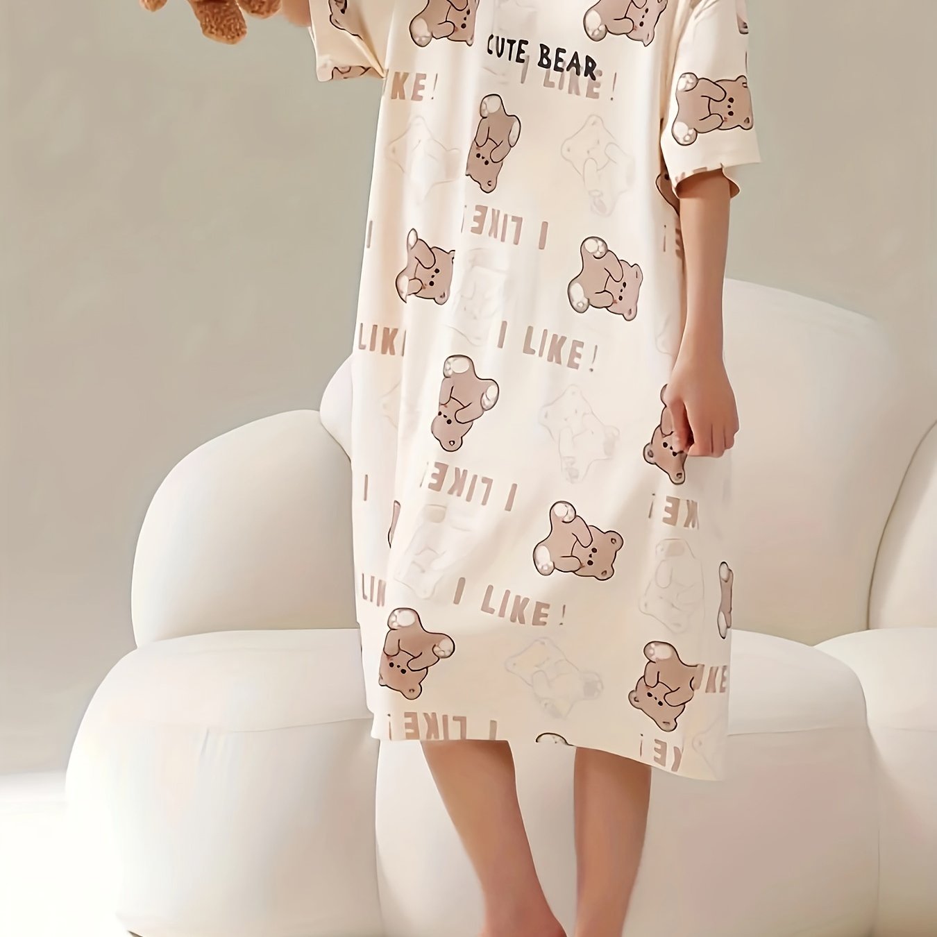 Kleid Amira – Cartoon Bär Nachthemd