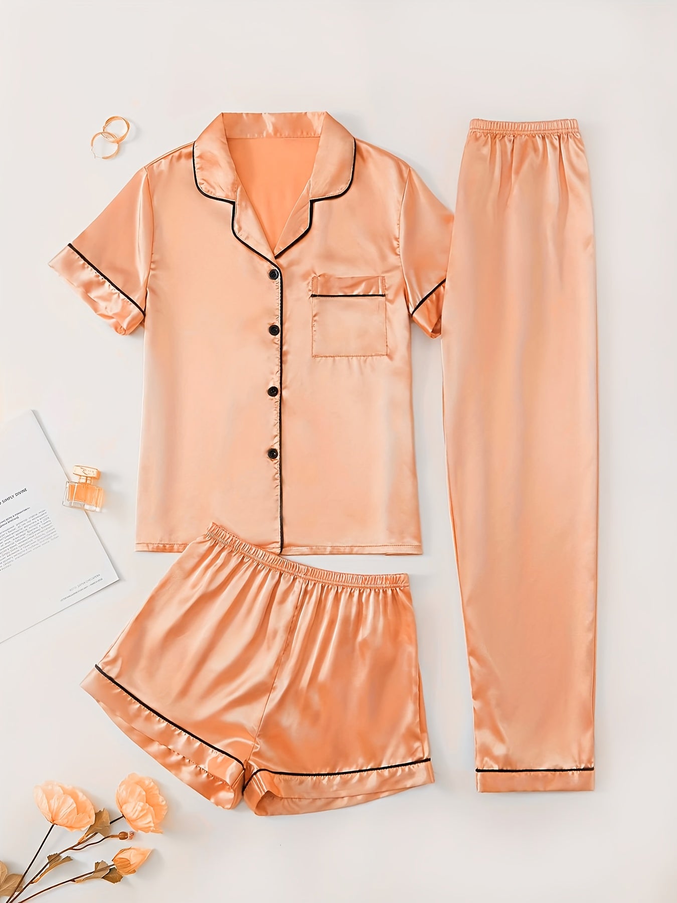 Set Eleni – Satin Pyjama Rosa
