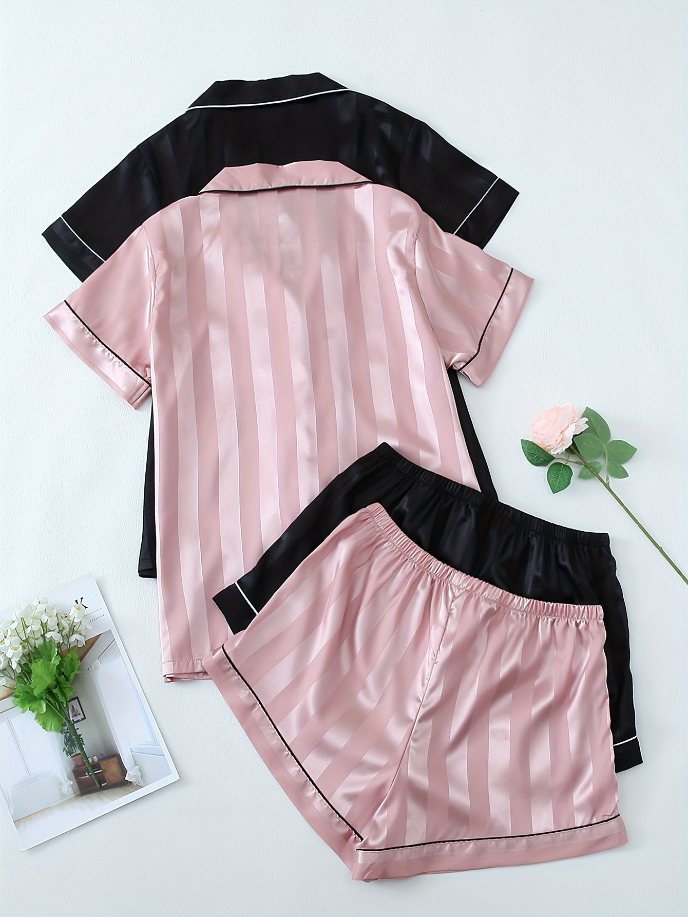 Set Amira – 2er Satin Pyjama Streifen