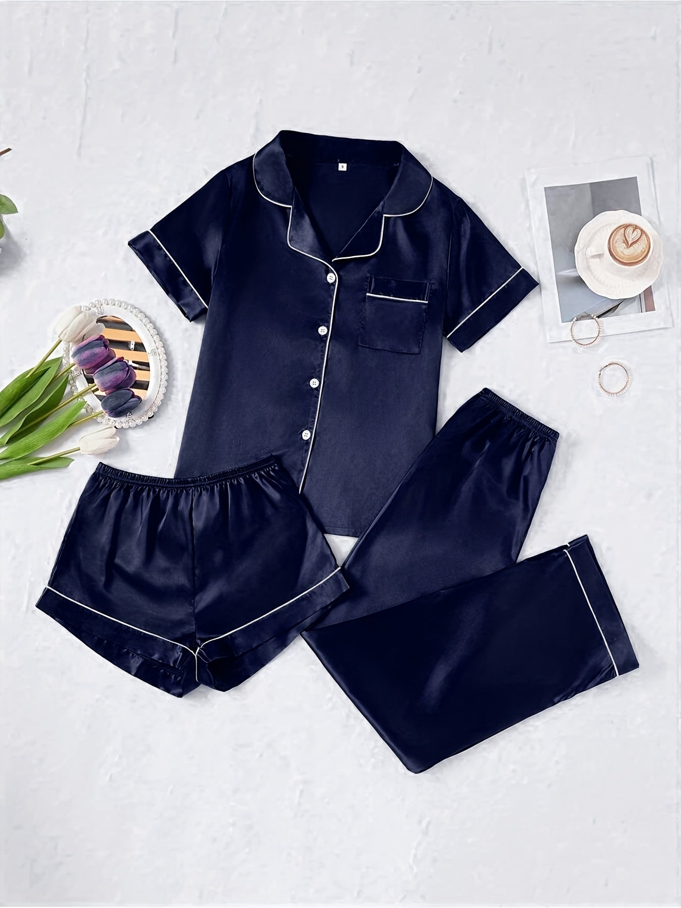 Set Eleni – Satin Pyjama Rosa
