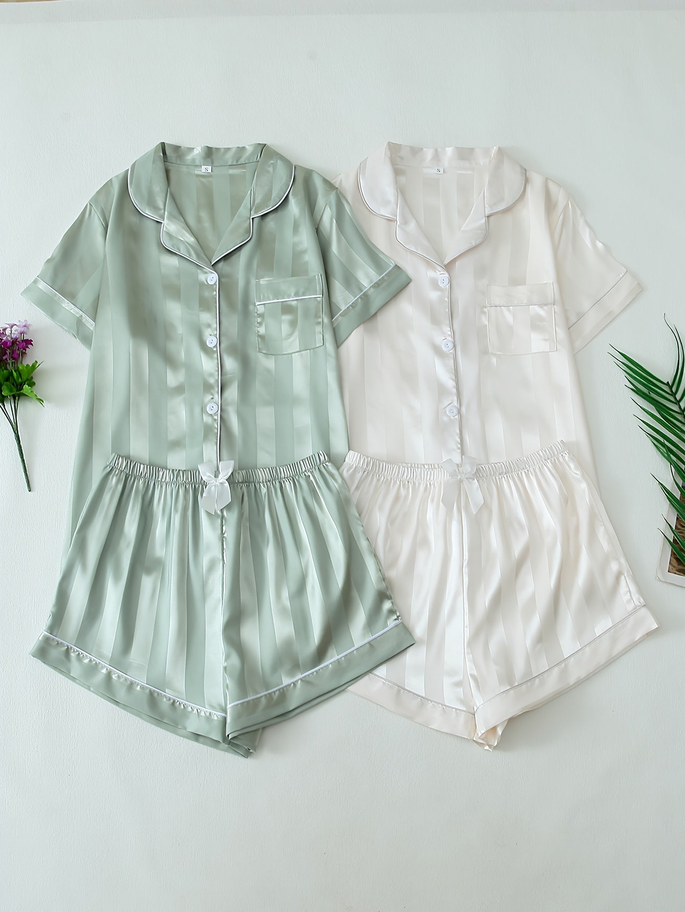 Set Amira – 2er Satin Pyjama Streifen