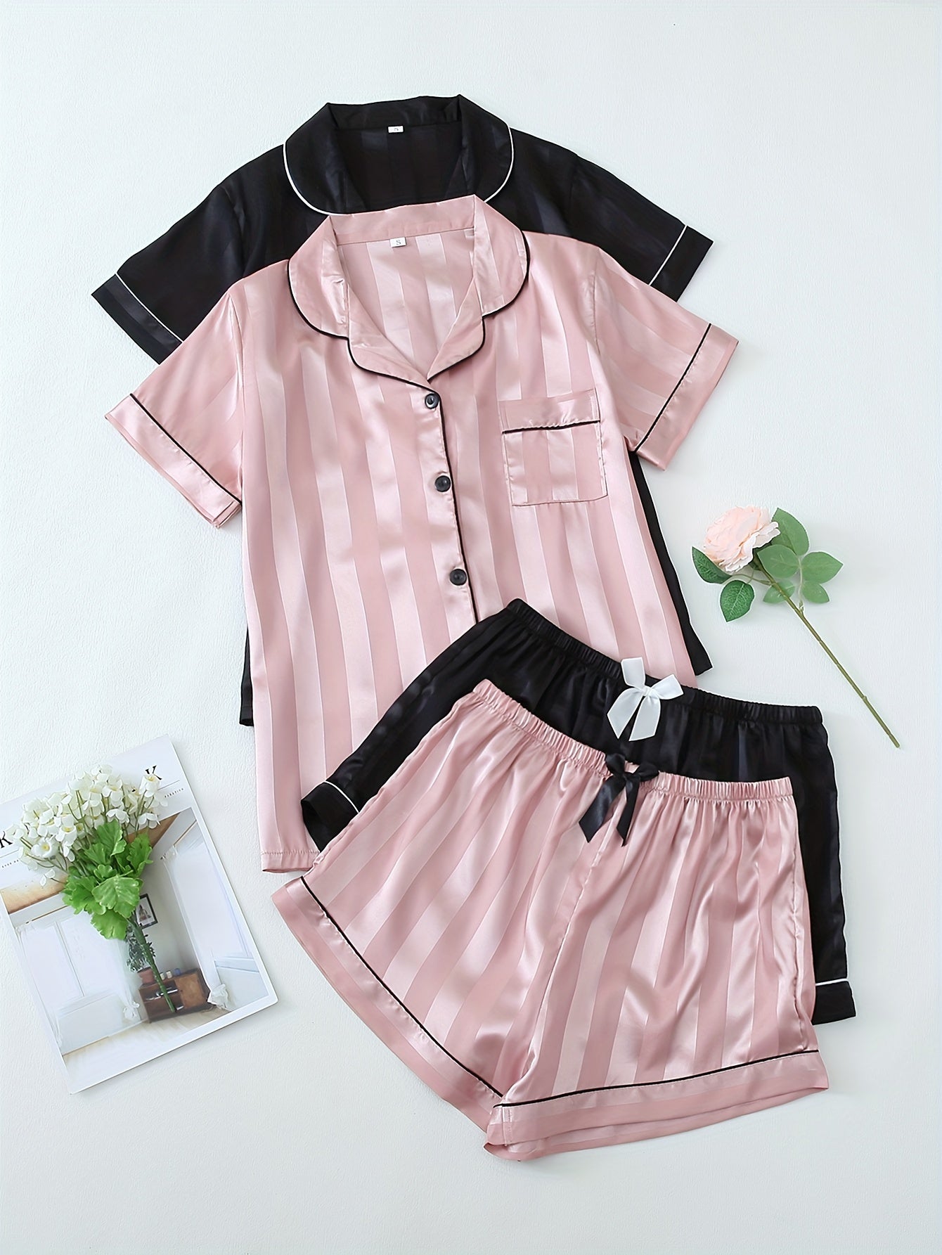Set Amira – 2er Satin Pyjama Streifen