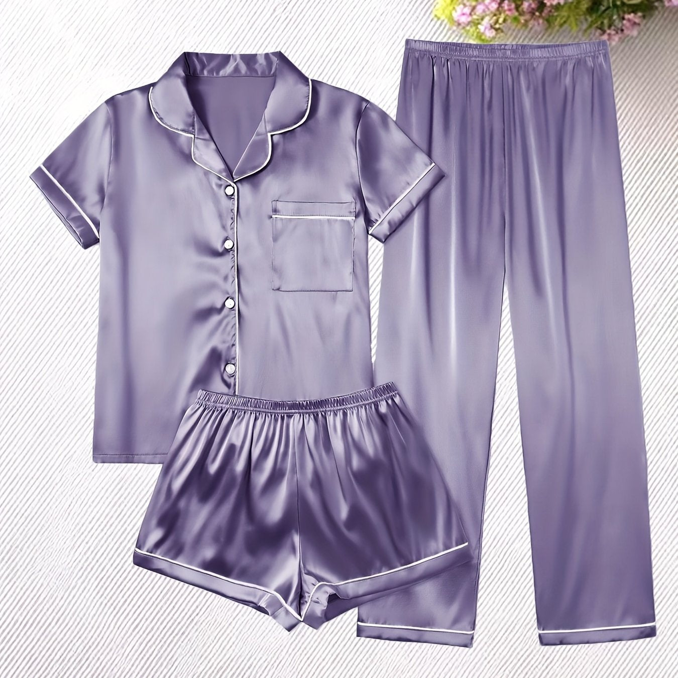 Set Eleni – Satin Pyjama Rosa