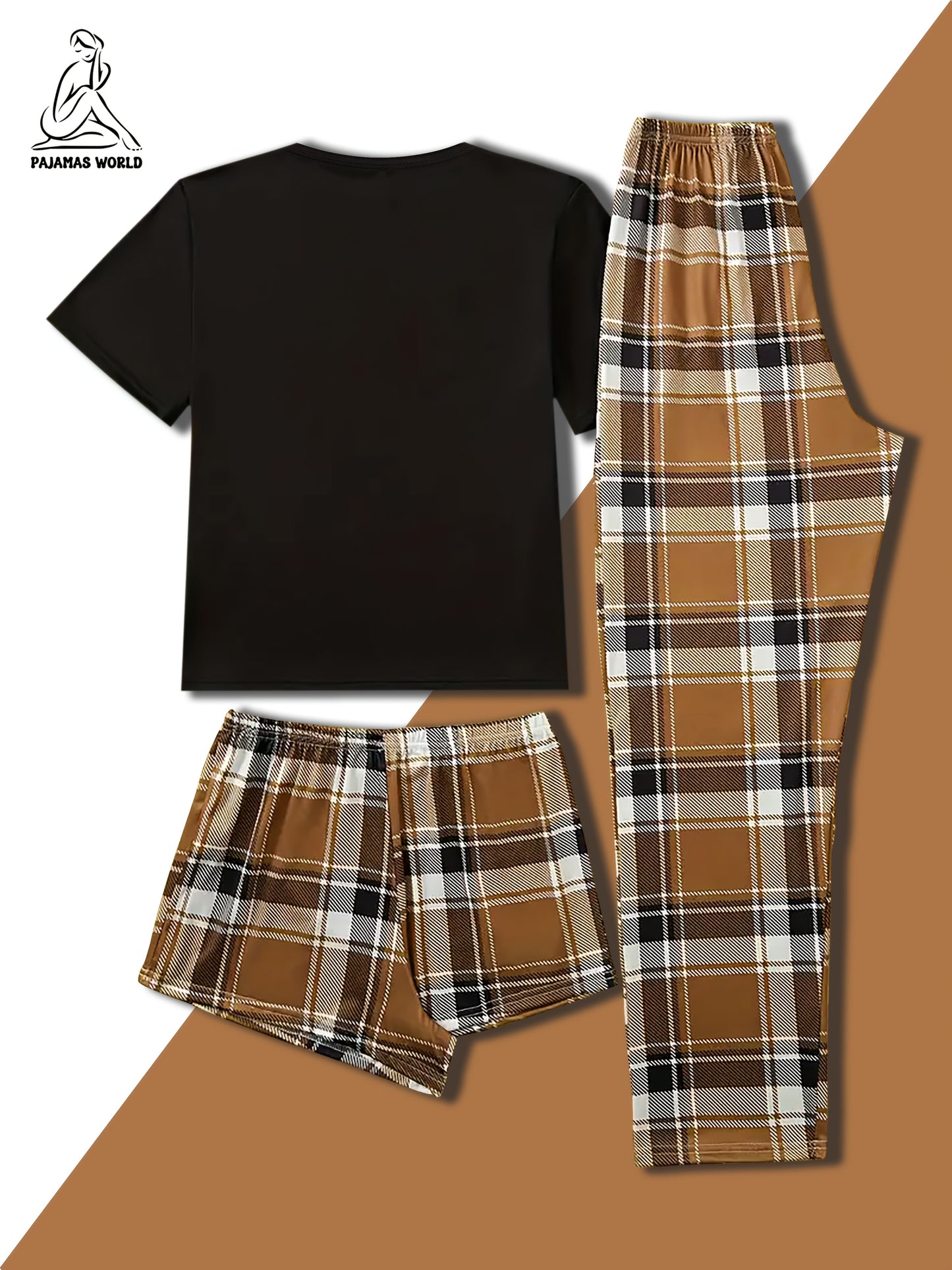 Set Luma – 3-teiliges Bären-Pyjama Kariert