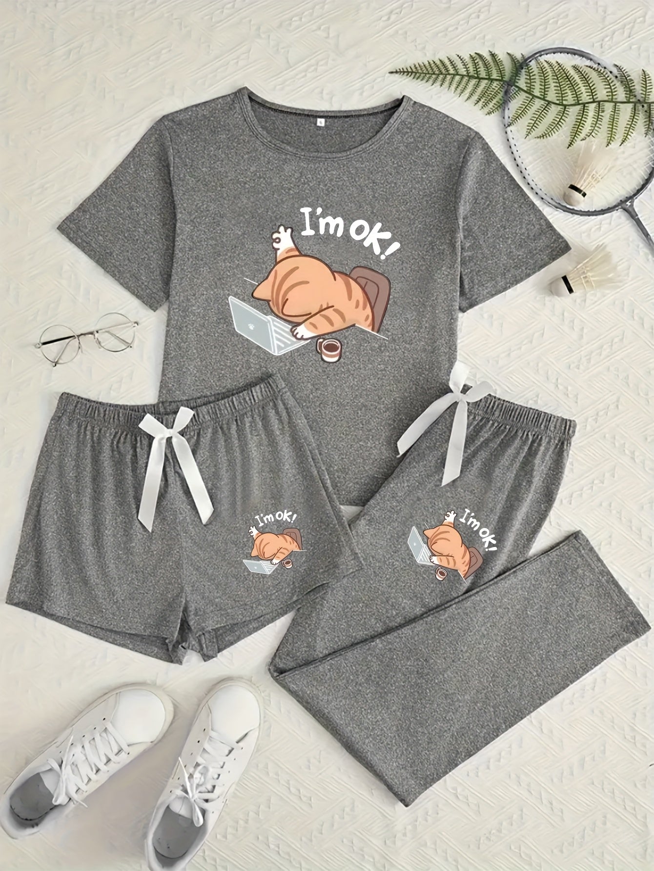 Set Miri – Katzen Pyjama 3-teilig